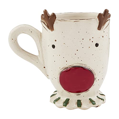 Mud Pie Farmhouse Reindeer Pedestal Mug, 16 oz