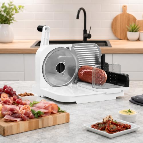 Adjustable 6.5-Inch Stainless Steel Deli Slicer with 11 x 11.8 x 8.1 Inch Base