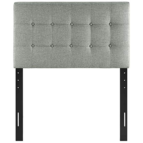 Gray Twin Upholstered Headboard with Tufted Button Linen Fabric - Adjustable Height