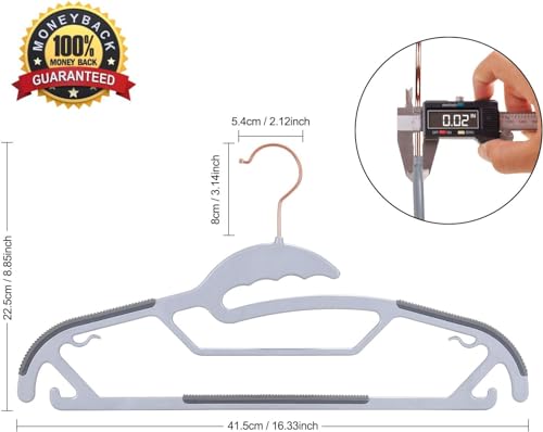 Gray S-Shaped Plastic Hangers Pack of 50 Non-Slip Closet Organizers