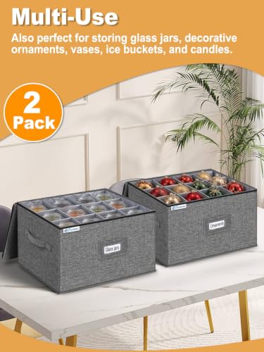 Grey Wine Glass Storage Holder for 24 Glasses - Stackable Hard Shell Moving Case