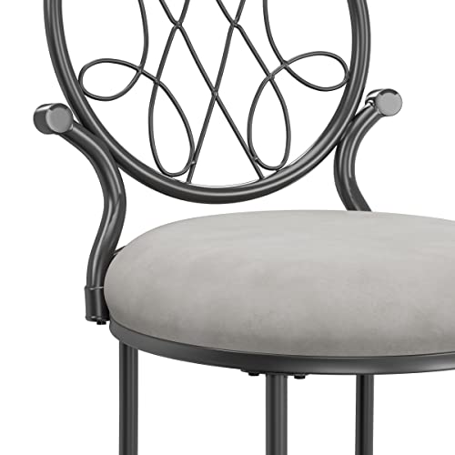 Hillsdale O'Malley Vanity Stool with Spiral Pattern & Metallic Gray Fabric
