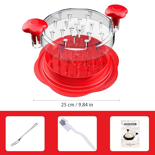 SURETIVIAN Chicken Shredder Large Chicken Breast Shredder Tool Twist with Brush&Fork, Visible Meat Shredder Machine, Strong Anti-Slip Strip, Ergonomic Handle, BPA Free, Suitable for Pork Beef Chicken