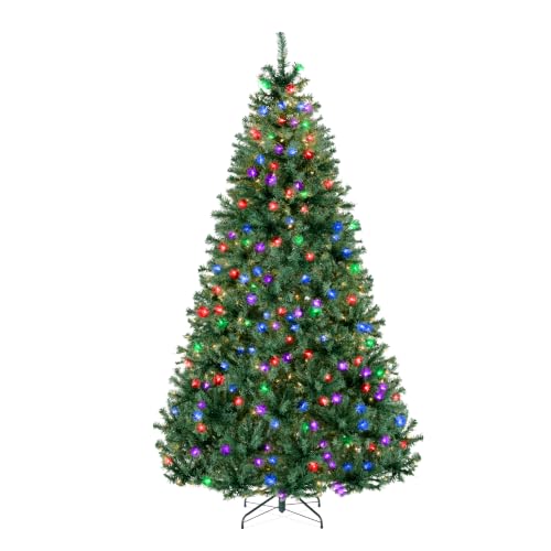 Pre-Lit 6Ft Artificial Christmas Tree with Twinkling Multi-Color LEDs - Green Pine with 250 Lights & 1000 Tips