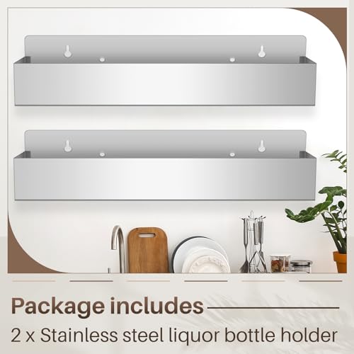 Stainless Steel Bottle Holder Set - 2 Pieces, 32 Inch Single Speed Rail, Silver