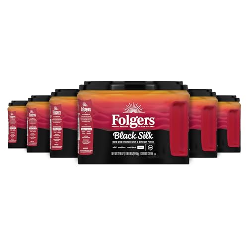 Folgers Black Silk Dark Roast Ground Coffee Pack of 6 - 22.6 Oz Canisters