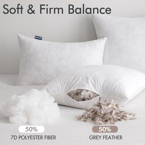 22x22 Inch Pillow Inserts Set of 2 - Feather & Polyester Blend Plush Support
