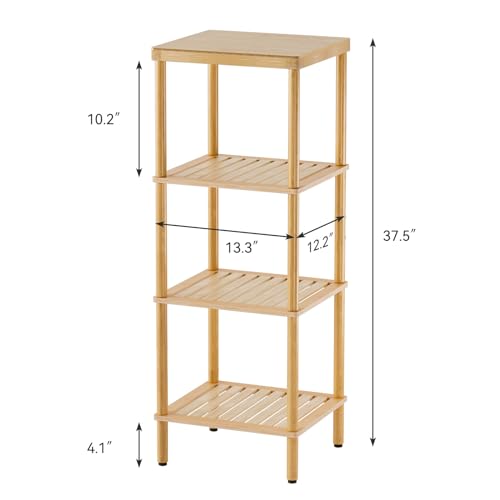 AmazerBath 4-Tier Bamboo Bathroom Shelf - Natural Space Saver Storage Rack