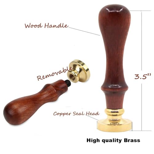 YOLAKIS 3D Frame Wax Seal Stamp with Wood Handle – Oval Embossed Frame Seal, Interchangeable Head, Gift for Invitations