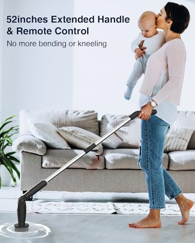Leebein Electric Spin Scrubber - Black, Cordless Bathroom & Floor Cleaner with 8 Brush Heads