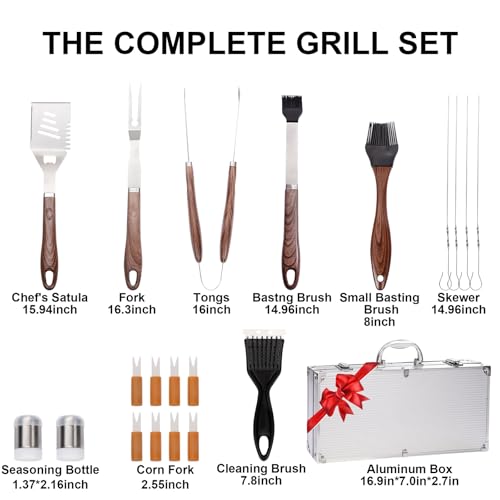 Supernal 21Pcs Deluxe Heavy Duty Stainless Steel Grill Tool Set for Men | 21Pcs Grilling Accessories