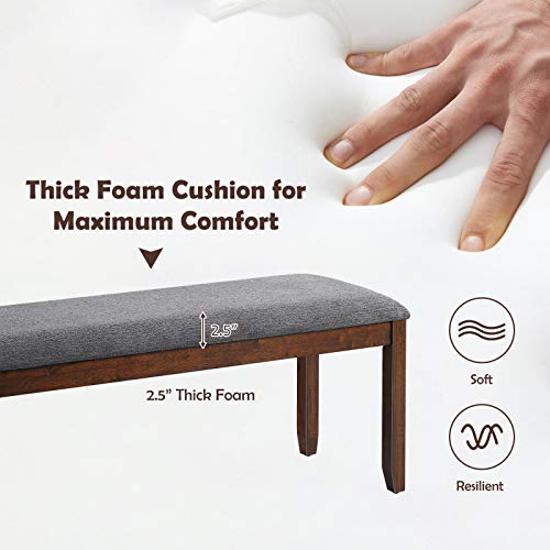 Grey Upholstered Dining Room Bench with Padded Seat and 660lbs Capacity - 47 Inch