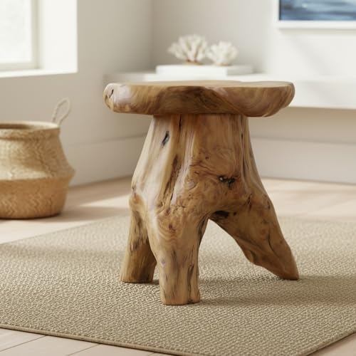 Natural Cedar Stump Side Table - Live Edge Mushroom Stool, 14 Inch