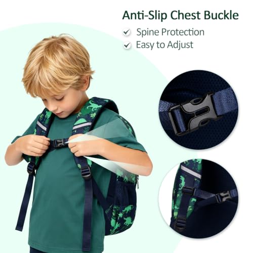 Kids Dinosaur Backpack for Boys - Lightweight School Bookbag, Water-Resistant & Durable