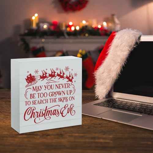 Santa Claus Elk Decor - Christmas Eve Sign & Office Desk Decor - 5 x 5 Inches