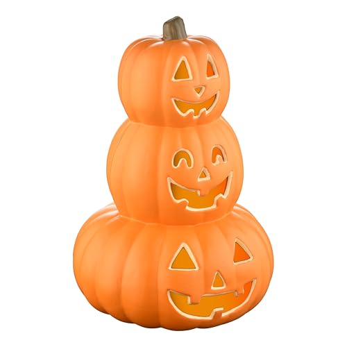 Evelyne 3-Tier Light-Up Jack-O’-Lantern Pumpkin Decoration - Indoor Outdoor Fall Decor