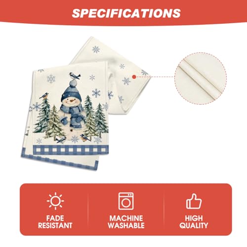 Artoid Mode Blue Snowman Winter Table Runner 13x60 Inch Home Decor