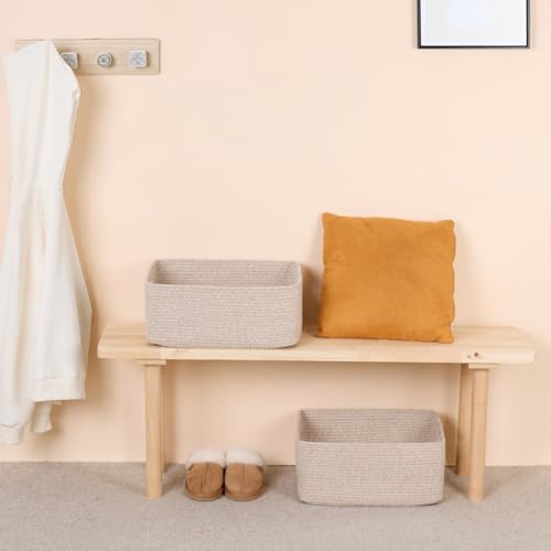 Large Storage Baskets for Closet Organization - 17x13x7.5 Inches, Natural Rope, 4 Pack (L17×W13×H7.5")