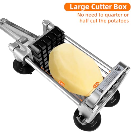 French Fry Cutter 1/2 Inch Blades Heavy Duty Potato Slicer with Anti Slip Suction Cups