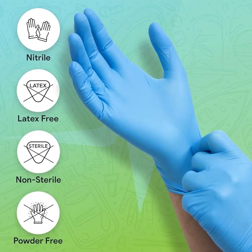 Blue Disposable Nitrile Exam Gloves Large 1000 Count - Medical Grade, Powder-Free, Textured Tips, Food Safe, Latex-Free