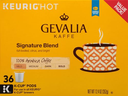 Gevalia Signature Blend Mild Roast Coffee Pods 36 Count - Arabica Single Serve K-Cup Pack