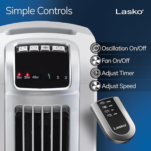 Lasko 36-Inch Oscillating Tower Fan with Remote Control - White