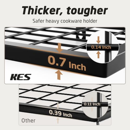 KES 30-Inch Wall Mounted Black Pot & Pan Rack Kitchen Organizer