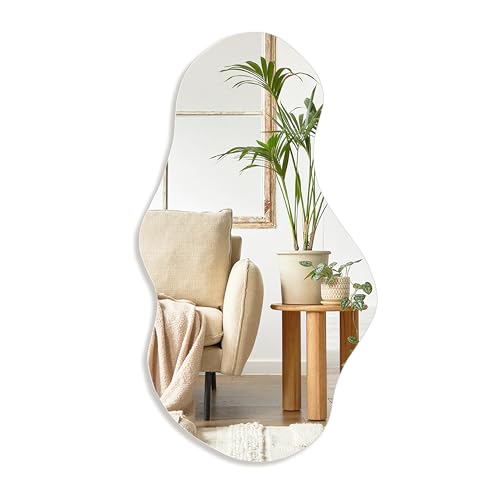 Irregular Wall Mirror 43x24 Inches - Modern Frameless Cloud Design, Wall Mount for Bathroom Bedroom Living Room Entryway