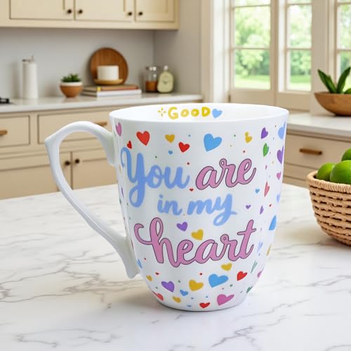 Glen Mila 13oz Heart Bone China Mug for Tea Coffee Lovers — Full of Love