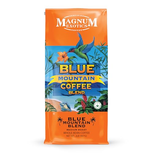 Unflavored Blue Mountain Coffee Blend 32 Oz - Medium-Light Roast Whole Beans