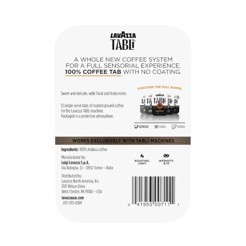 Lavazza Espresso Tabs for Tablì Machines Light Roast 100% Arabica 48 Count