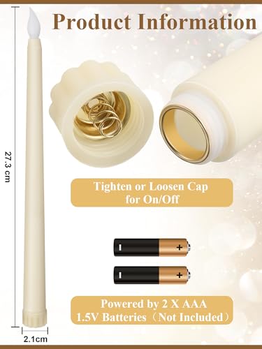 Treela Ivory Flameless LED Taper Candles Bulk 11 Inch Classic Safe Decor