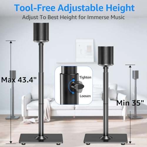Adjustable Floor Speaker Stands for Sonos Era 100 & One - Pair with Cable Management