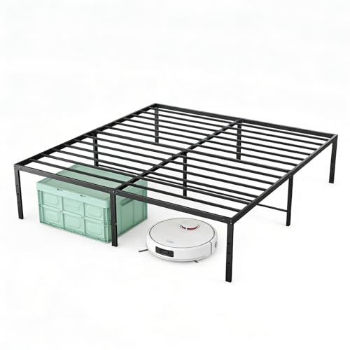 OLIXIS Queen Bed Frame with Storage, Heavy Duty 18 Inch Metal Platform Bed, Sturdy Support Slats, Noise-Free, No Box Spring Needed