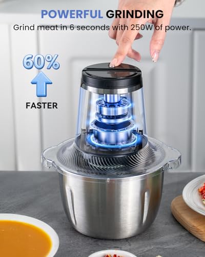 LINKChef 6-Cup Electric Food Processor & Chopper, Bright Silver & Black, 250W