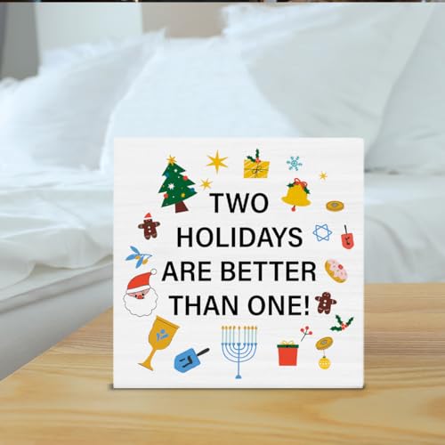 Christmas Hanukkah Decor Two Holidays Are Better Than One Wood Sign