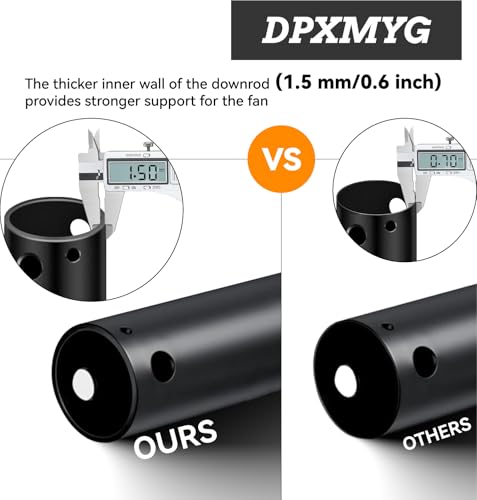 72 Inch Ceiling Fan Downrod - Black, 1-Inch Diameter, Unthreaded Extension