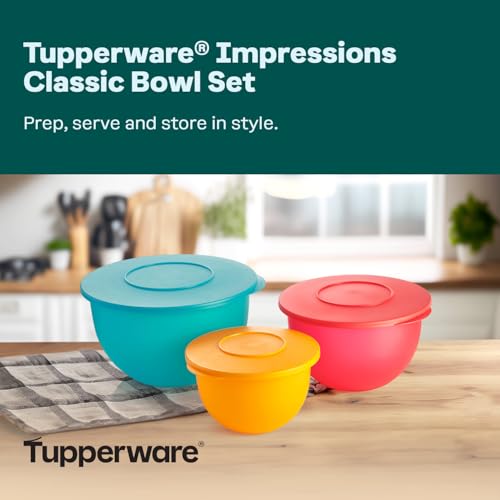 Tupperware Impressions Bowl Set - Classic 3 Food Storage Containers, BPA-Free & Dishwasher Safe