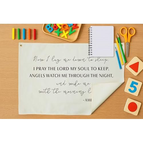 Rectangular Nursery Wall Banner Decor-Hanging Flag Poster Wall Art for Bedroom Decoration, Baby Growth Stuff-Baby Shower Birthday Christmas Gift for Baby Boys Girls Kids-Now I Lay Me Down to Sleep