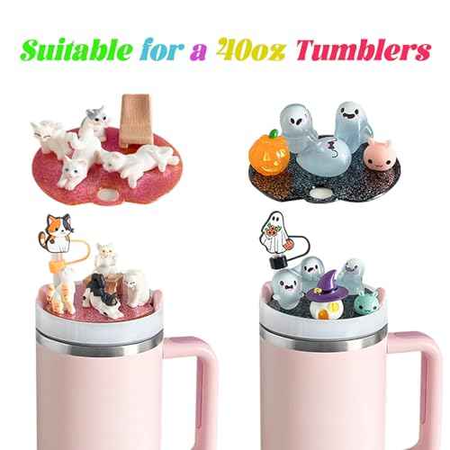 Christmas Stanley Cup Lid Accessories 12pcs,Straw Toppers for Stanley Cups 40 Oz Cute,10mm Silicone Straw Covers Cap for Tumblers