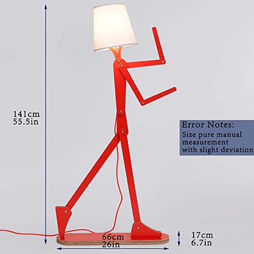 Tall Wooden Floor Lamp Corner Reading Light with LED Bulb - Orange M