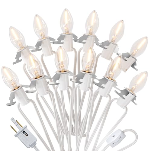 SURAIELEC 21 FT Christmas Village Lights with 12 UL Listed C7 LED Bulbs - Warm White