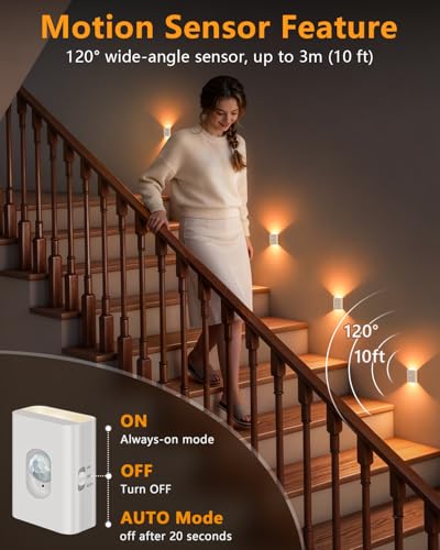 WILLED Motion Sensor Night Lights - Rechargeable Soft White Stair Lighting - White / 8
