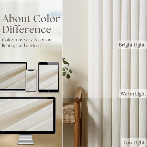 TWODRAPES Pinch Pleated Linen Curtains 105 Inches Long for Living Room