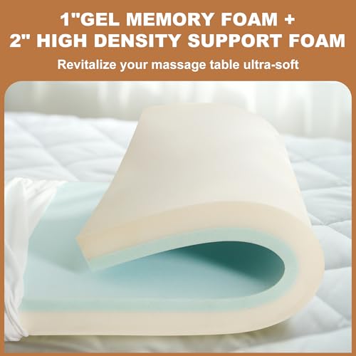White 73X29 Inch Lash Bed Topper Set Gel Memory Foam Massage Table Waterproof Pillow Cover
