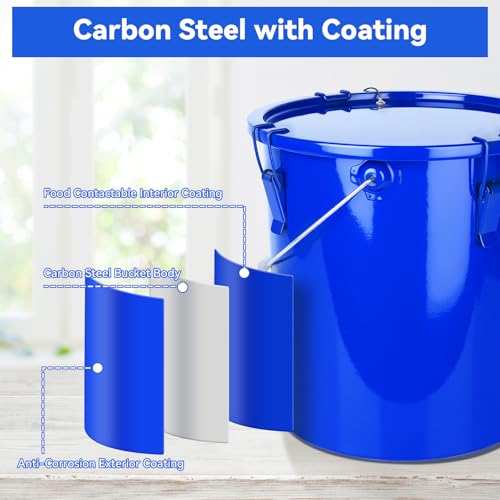 6 Gallon Steel Fryer Grease Bucket with Locking Lid & Strainer Bags