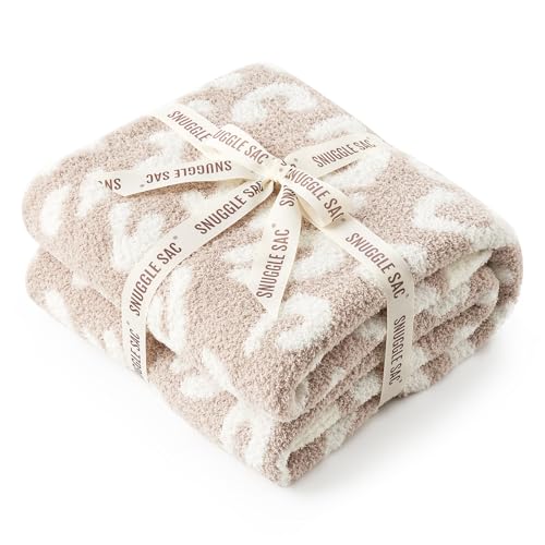 Snuggle Sac Leopard Beige XL Throw Blanket 50x70 Inches Reversible Cozy Bed Couch Decor