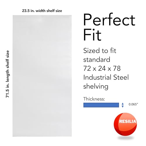 RESILIA 24x72 Inch Clear Shelf Liners Set of 4 Heavy Duty Waterproof Vinyl for Wire Shelving