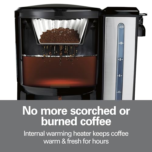 Hamilton Beach Programmable 12-Cup Coffee Maker with Dispensing & Removable Reservoir - Black & Silver