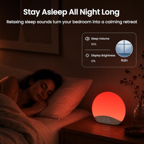 Smart Sunrise Alarm Clock with App Control and White Noise Machine